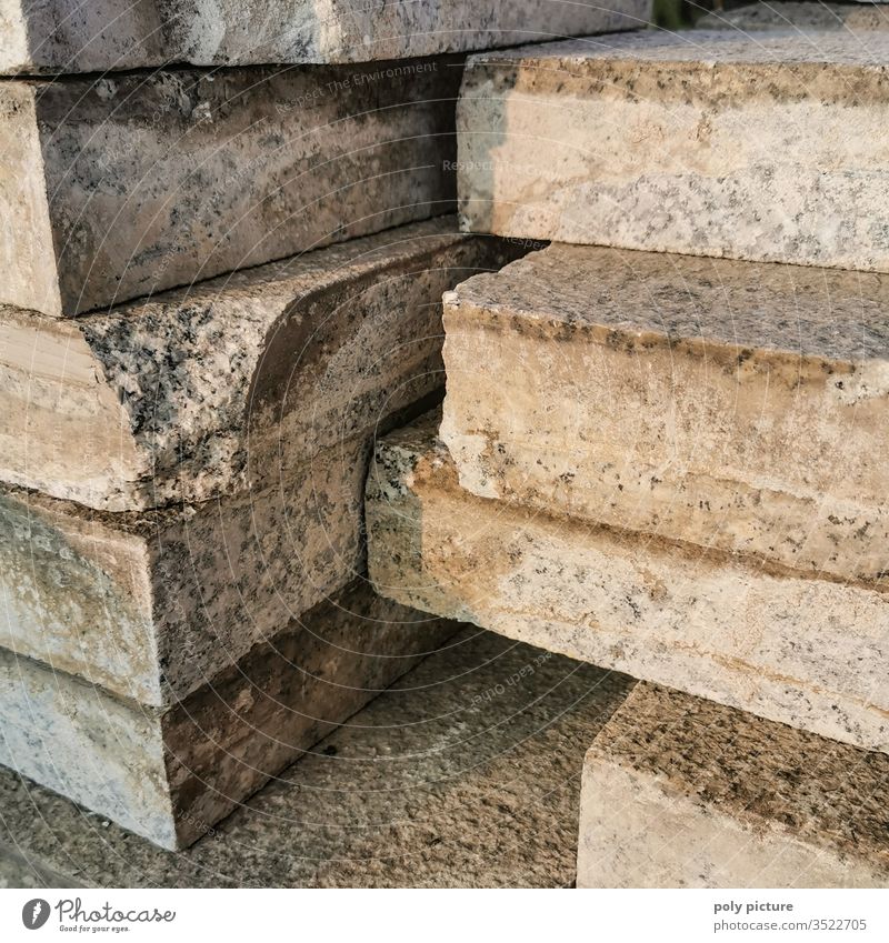 Thick stack of stones in the evening light on a construction site in Dresden Fat thick stones stacked Exterior shot Construction site construction works