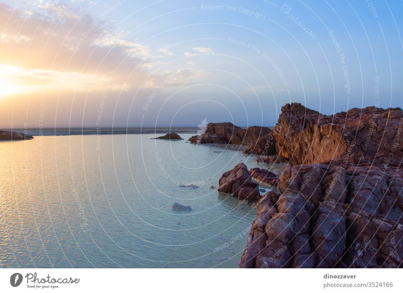 Danakil salt flats in sunset, Ethiopia nature danakil dallol sand ethiopia sky water africa travel landscape desert sea national hot lake rock morning seascape