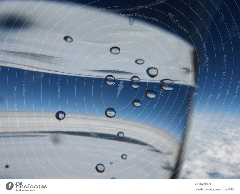 Bubbles in the air Drinking water Mug Water Sky Clouds Aviation View from the airplane Flying Exceptional Fluid Fresh Above Blue Loneliness Relaxation Infinity