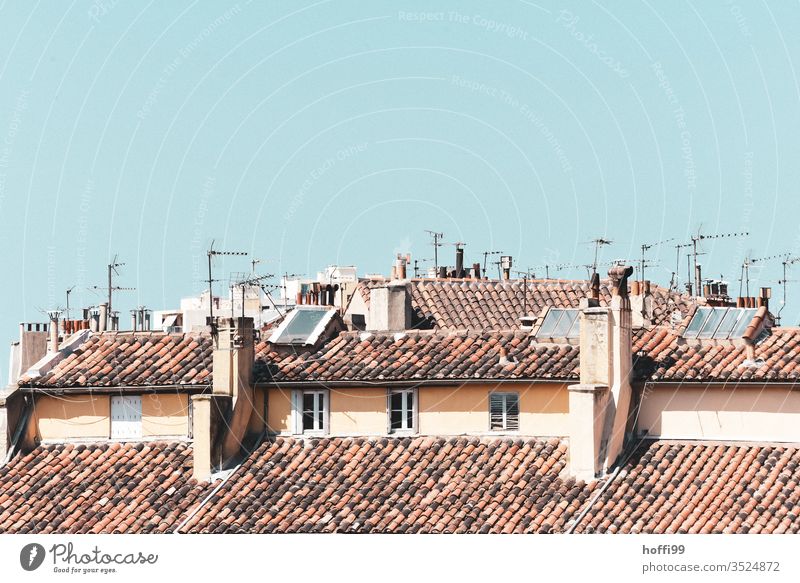 Roofs with antennas in the hot south Marseille rooftop landscape sea of rooftops roofs Antenna Architecture Facade Europe House (Residential Structure) Tourism