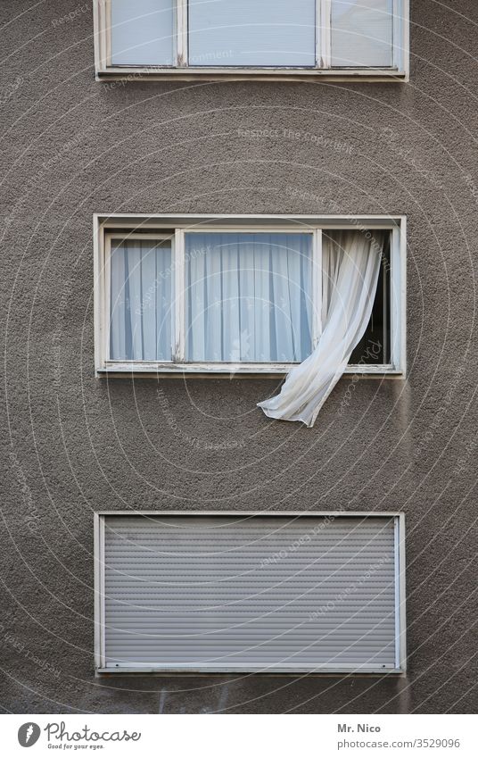 Airing the apartment Tower block Window Curtain Blow Apartment house Living or residing House (Residential Structure) built Ventilate Flat (apartment)