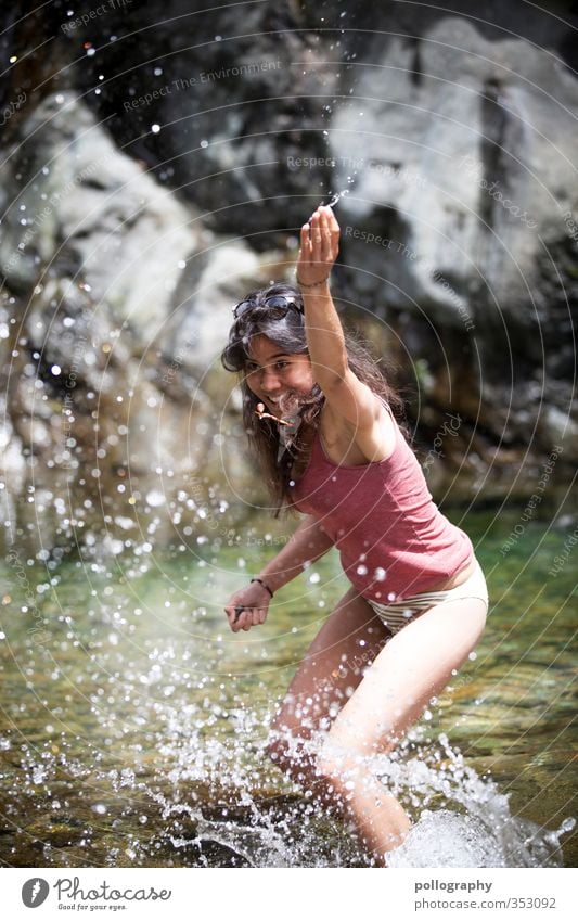 hot summer day Human being Feminine Young woman Youth (Young adults) Woman Adults Life Body 1 18 - 30 years Nature Landscape Water Drops of water Summer