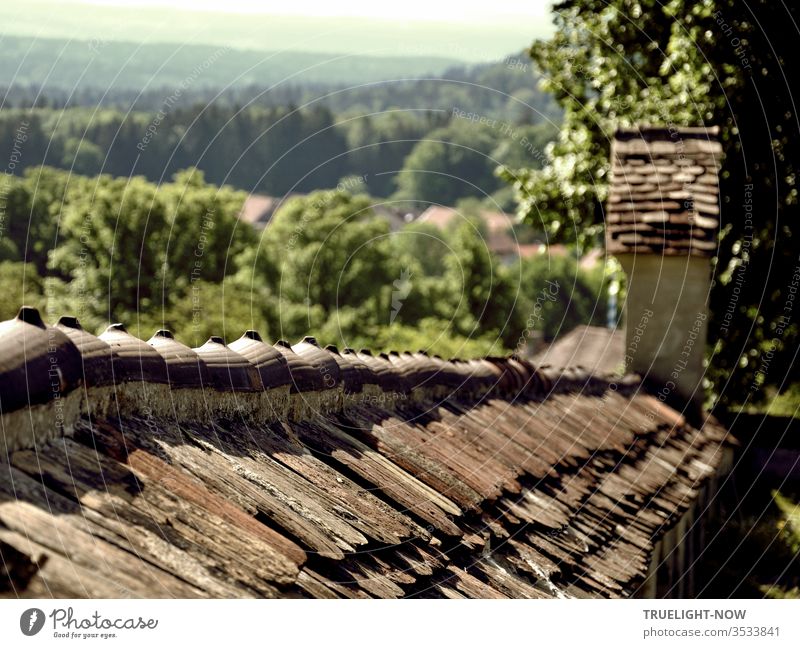 Nature and architecture | Ancient cemetery wall at the edge of the village of Wessobrunn with a wide view of the green landscape of Upper Bavaria Old