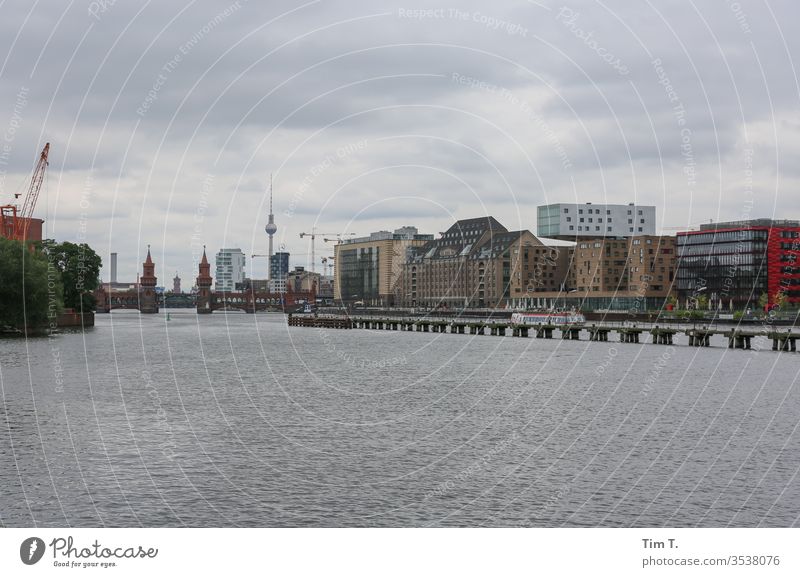 Berlin Spree river Capital city Architecture Germany Deserted Landmark tv tower Television tower Treptow Border area Oberbaumbrücke River Town Skyline