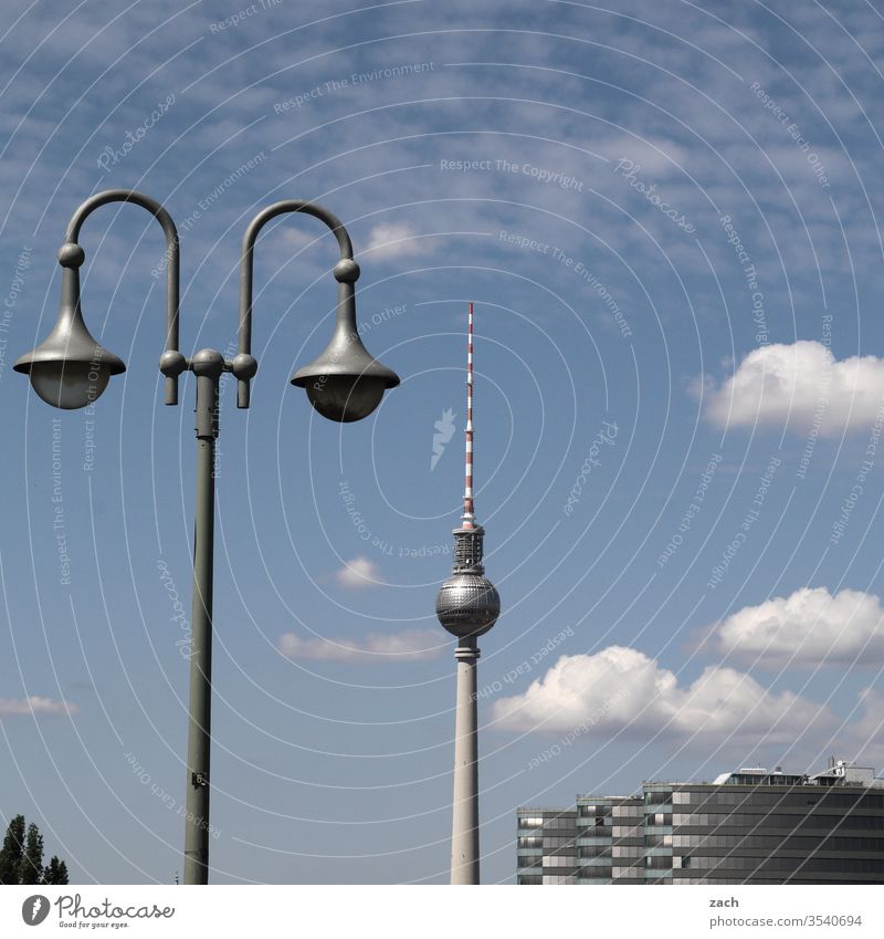 View of Berlin with television tower Downtown Berlin Town Capital city Television tower Berlin TV Tower Alexanderplatz Landmark Tall Manmade structures