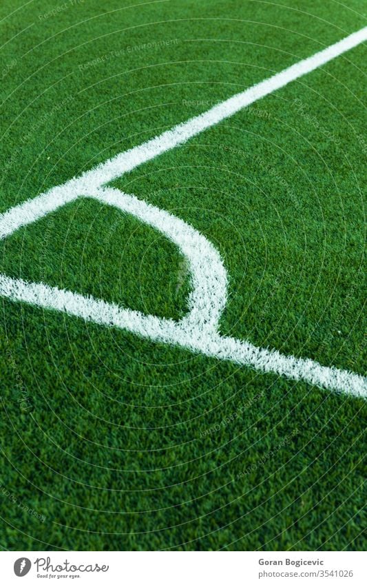 Football field corner with white marks angle area background border closeup competition football game grass green lawn line marking match outdoor outdoors