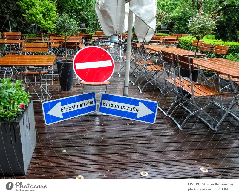 Prohibitions and regulations during the period of the corona virus COVID covid-19 interdiction Beer garden Corona Garden Gastronomy disposable proscribe