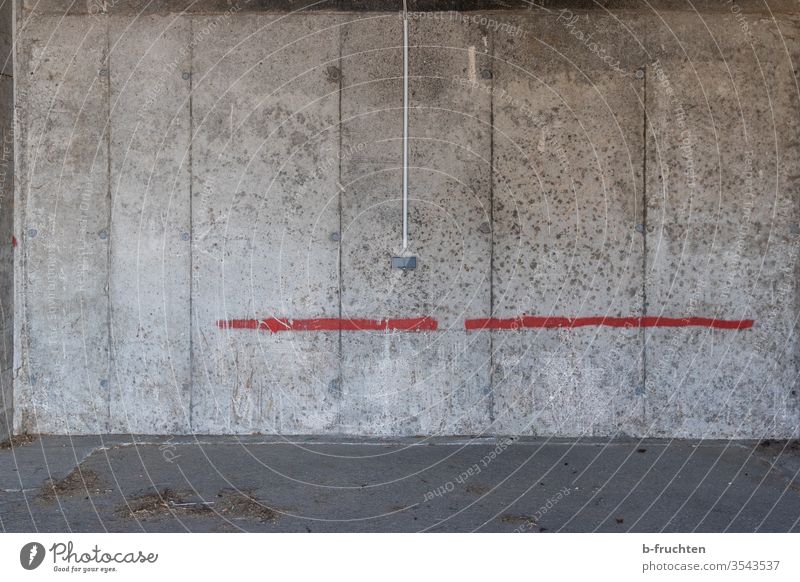 Two sockets on a concrete wall, red colour line on the concrete wall Concrete Wall (barrier) exposed concrete wall Grunge Old filthy Concrete wall Sockets