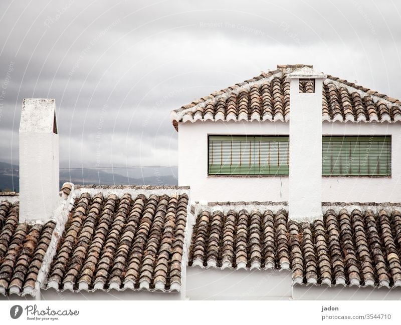 architecture, mediterranean. Roof Roofing tile Architecture Red House (Residential Structure) Exterior shot Colour photo built Deserted Day Manmade structures