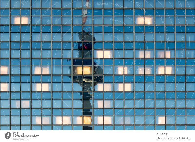 Reflection of Alex in Berlin. Abstract Apartment Architecture built Business Town Office building Europe Facade financial district German Glass central