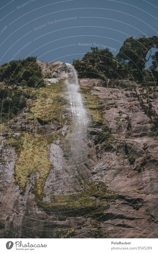 #As# drop case Waterfall Drops of water New Zealand New Zealand Landscape Milford Sound Nature Exterior shot Mountain Colour photo Deserted Vacation & Travel