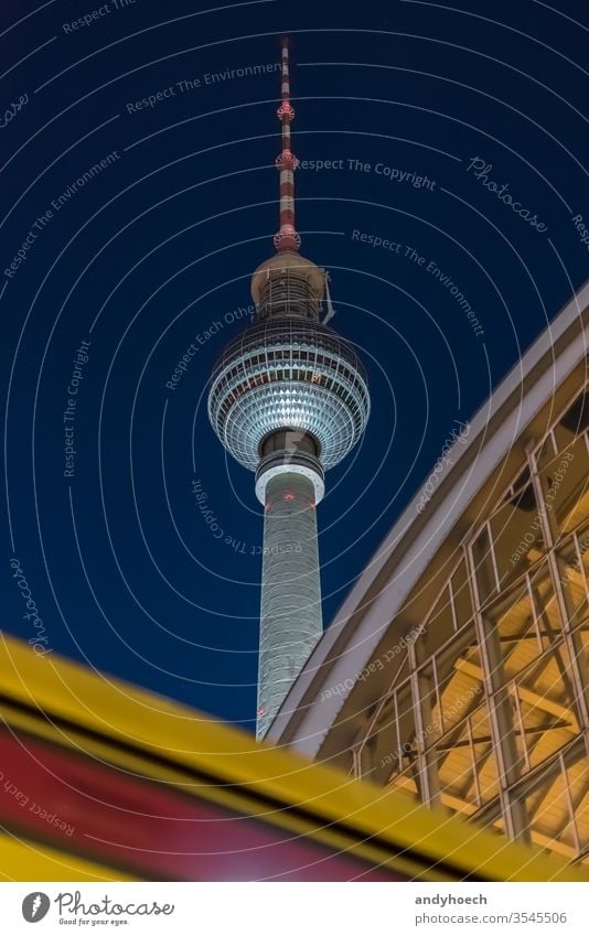 Architectur vs publich transportation in the city of Berlin at night alexander Alexanderplatz architecture attraction Background berliner building buildings