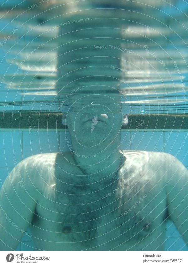 coming up for air Swimming pool Reflection Man Water Underwater photo Blue Swimming & Bathing