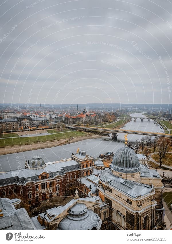 View of Dresden from the Dresden Frauenkirche Florence on the Elbe Germany Eastern Germany Dresden Church of Our Lady outlook Panorama (View) Old town Town