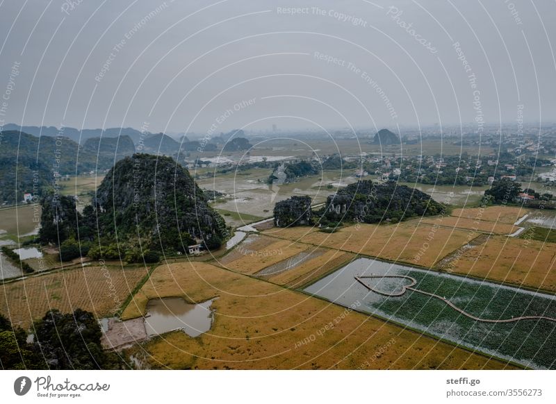 View of the rock and karst landscape from Hang Mua Viewpoint in Ninh Binh in Vietnam; dry Halong Bay ninh binh binh Karst Mountains dry halon bay Dry Halong Bay