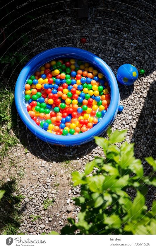 Ball bath. Many colourful balls in a paddling pool for children ball bath variegated Paddling pool Infancy Playing Swimming pool Summer multicoloured ball pool