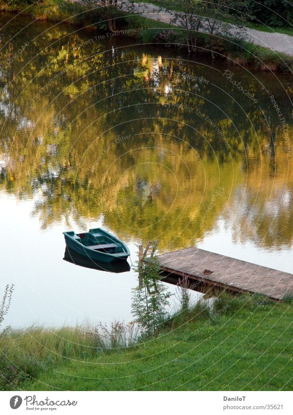 wonderful silence Watercraft Pond Lake Footbridge Calm Reflection Duck