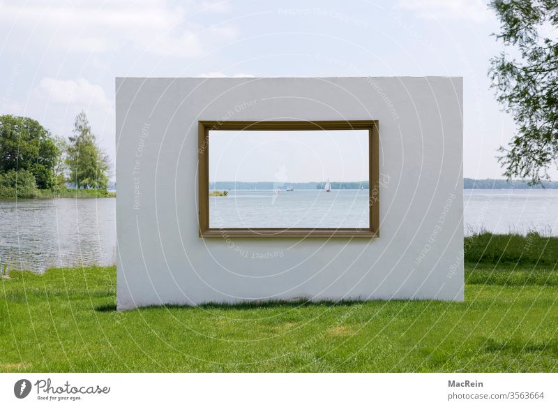 View to the sea outlook Picture frame Window Wall (barrier) Lake Schwerin Schwerin Lake District Mecklenburg-Western Pomerania Wall (building)