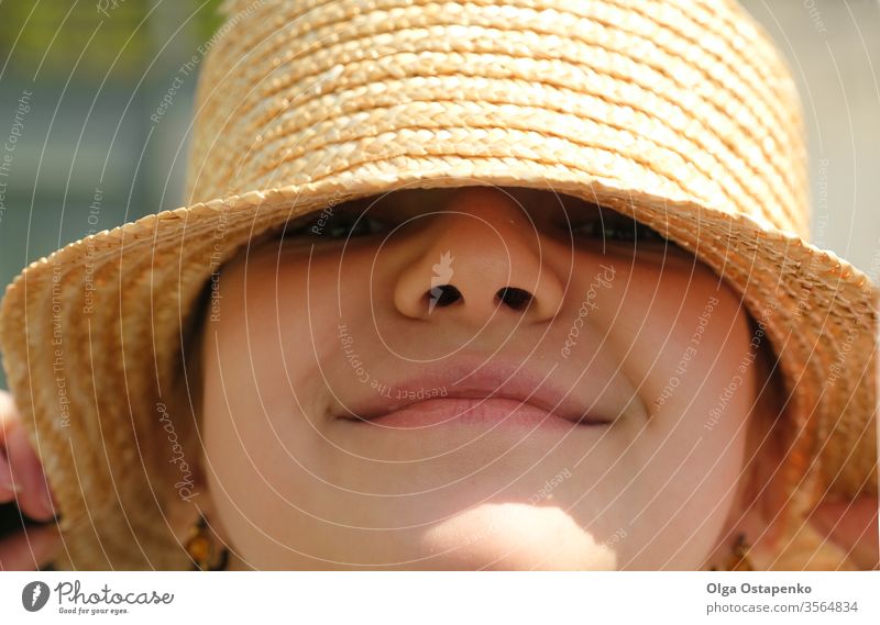 Gorgeous teenager girl in a straw hat smiling. Portrait. Close-up Summer travel. Sale portrait summer sale happy young pretty beautiful lifestyle attractive