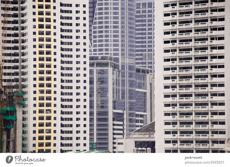 World of facades in the big city Bangkok Downtown Capital city Office building Facade Modern Symmetry Structures and shapes urban jungle Subdued colour