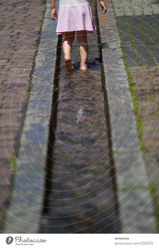 waterway Joy Well-being Vacation & Travel Human being Feminine Child Girl Infancy Legs Feet 1 Water Town Downtown Old town Landmark Walking Cold Wet Passion