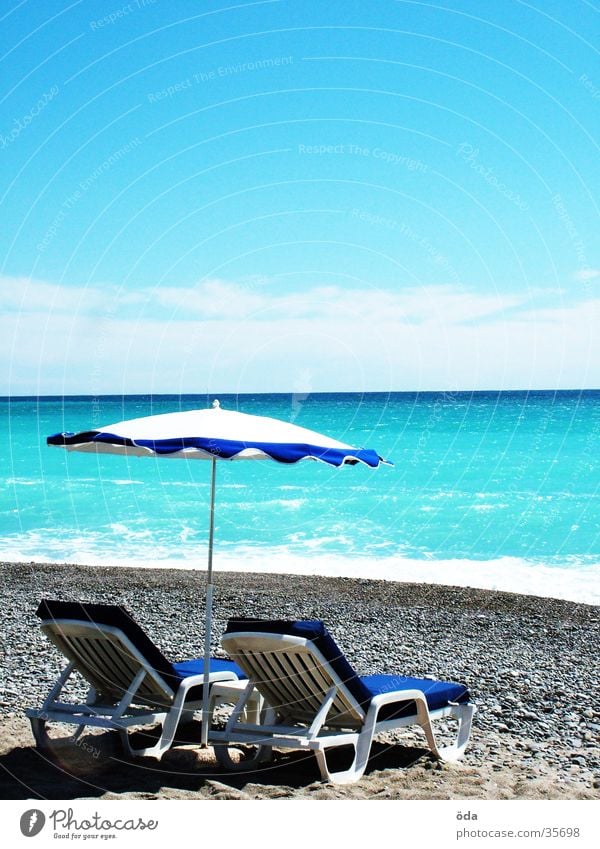 Côt d'Azur Ocean France Sunshade Vacation & Travel Sunbathing Azure blue Beach Water Lie