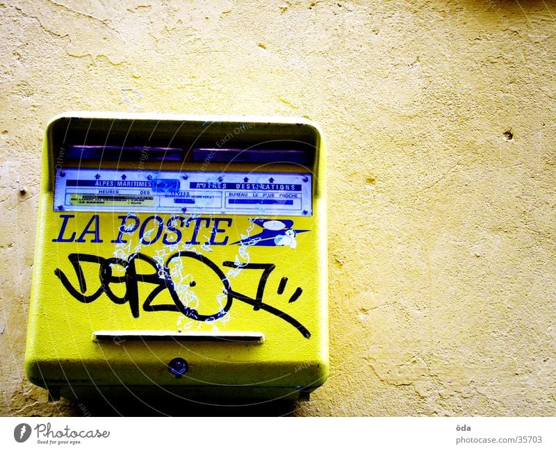 La Poste Mailbox Transmit Yellow Obscure Graffiti