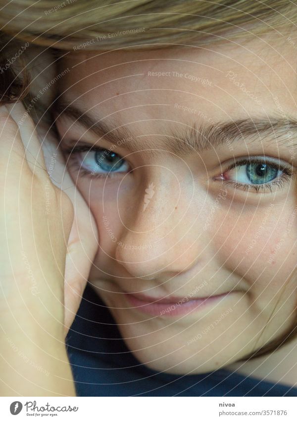 a boys face Boy (child) childhood Smiling Eyes Close-up smile Portrait photograph Child Infancy Colour photo Looking 1 Human being fun Looking into the camera