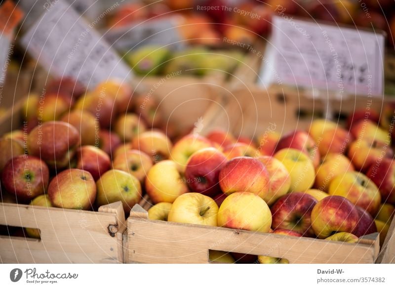 Weekly market - apples for sale Marketplace Farmer's market Vegetable fruit Market stall Sustainability salubriously Organic produce Merchant consumer buyer
