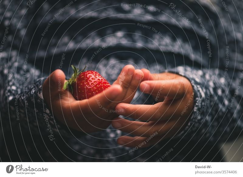 my strawberry girl Child Strawberry To hold on Red Juicy Delicious fruit Healthy Eating salubriously Nutrition Food Fruity Harvest Colour photo Fresh