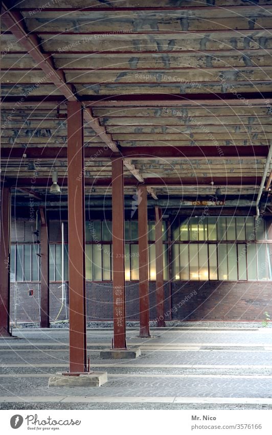 warehouse Warehouse Industry Factory Derelict Dirty built Industrial plant Manmade structures Window Architecture Empty props Steel carrier Hall
