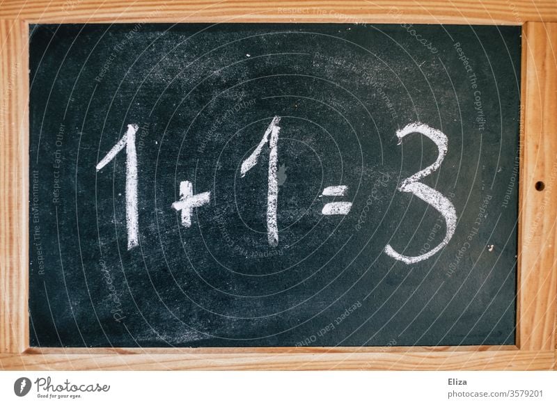 Wrong invoice on a blackboard. Math is really hard. Dyscalculia. Calculation False Invoice Tutoring Math weakness School Education Error Blackboard Study