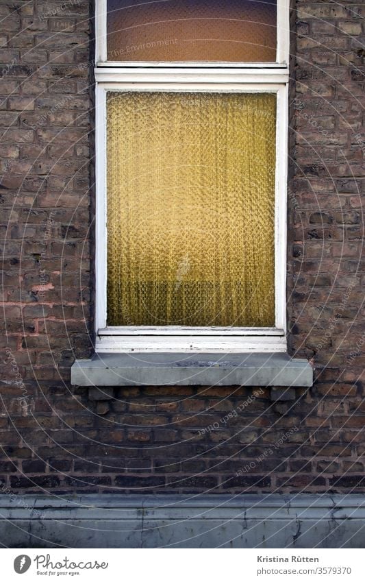 brick facade with structured glass windows Window window glass Screening Curtain windowsill House (Residential Structure) Facade Brick textured glass