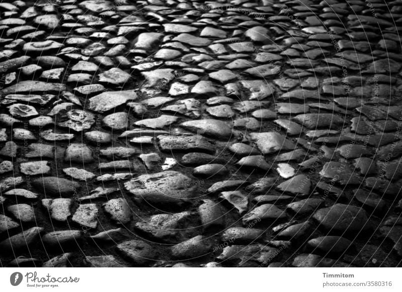 Old stones, old street in old town Floor covering Street Ground Uneven smooth Light Shadow Contrast Black & white photo Dark Lanes & trails Deserted Italy Rome