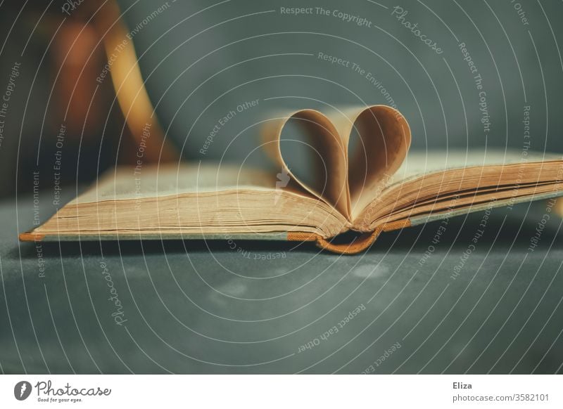 An opened old book whose pages form a heart. Concept Love for literature and reading. Book Reading Heart Literature Passion romantic Novel romance novels