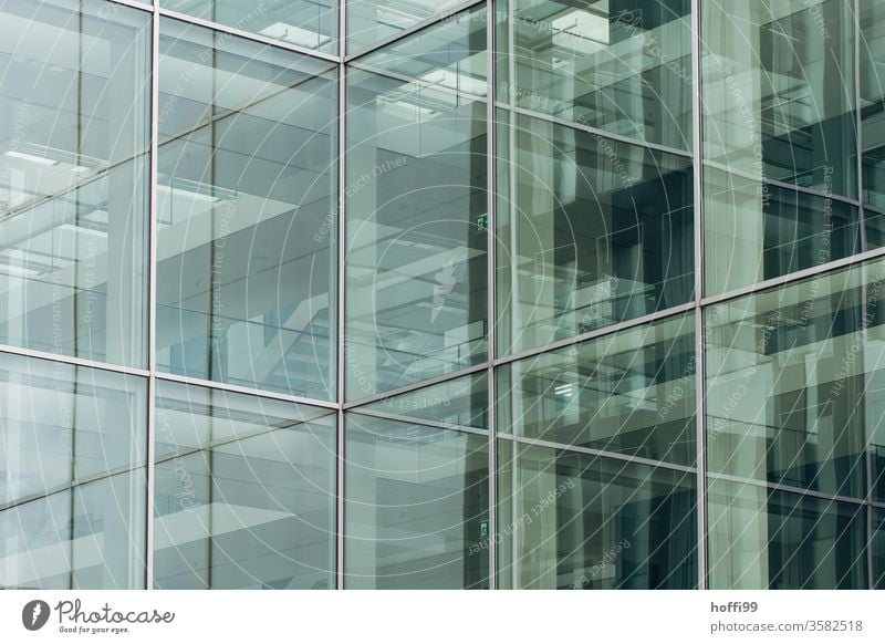 reflecting glass facade - aberrations in the urban jungle Glass Facade Reflection Complex Window Line Design High-rise Symmetry Abstract Modern architecture