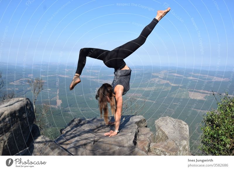 Handstand on the high plateau South Africa High plateau Sky Blue Mountain Colour photo Vacation & Travel Nature Far-off places Exterior shot Landscape Tourism
