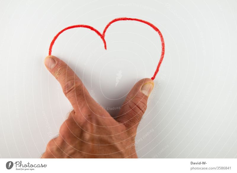 Heart and hand line drawing image Royalty Free Vector Image