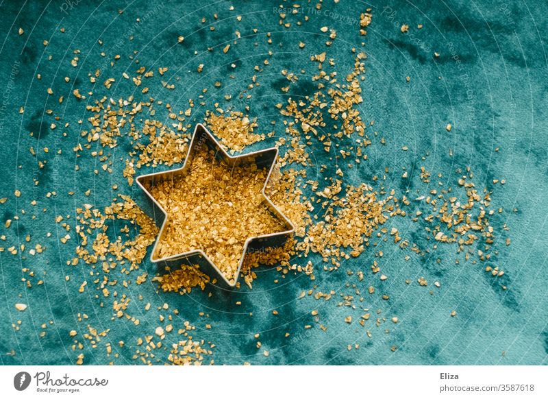 Cookie cutter star with golden glitter. Christmas and Advent. Stars cookie cutter Blue Gold Festive Christmas star bake cookies Christmas & Advent Star (Symbol)