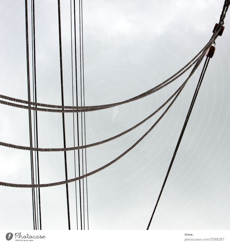 work & chill Dew ropes hang lines Checkmark Sailing Sailboat Maritime Sky Gray