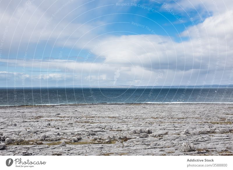 Dry ground in shore of peaceful sea coast tranquil ireland nature landscape scenic travel highland coastline scenery serene seashore idyllic vacation ocean