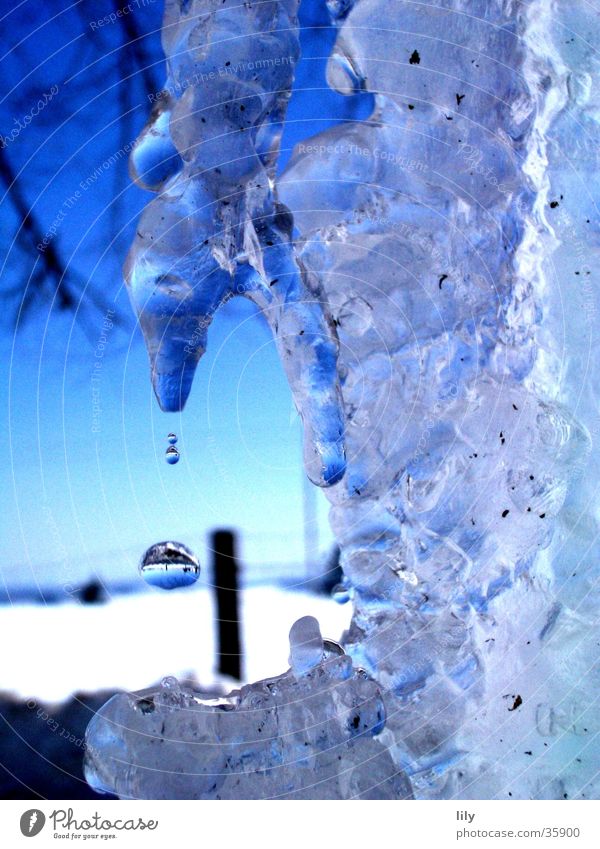 icy tear Reflection Icicle Winter Ice Drops of water natural artwork Water Blue
