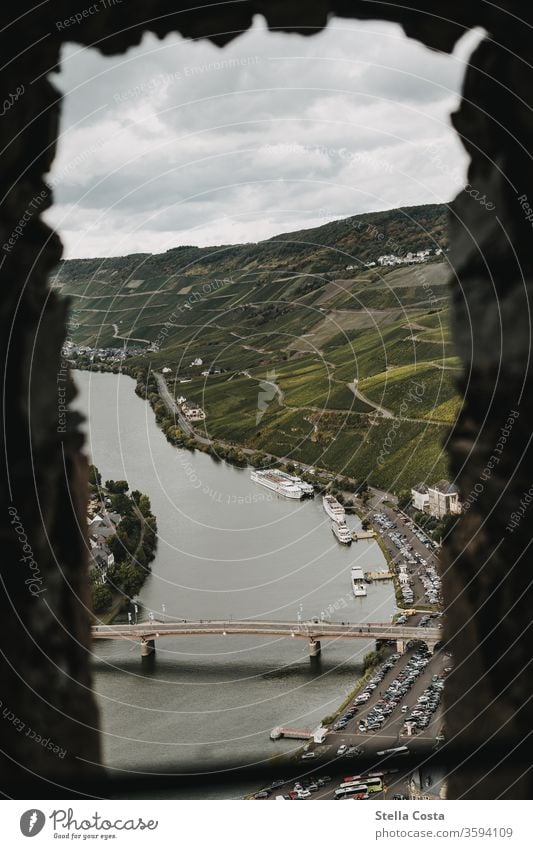 View of the Moselle valley from the castle window Panorama (View) panorama Vine Vineyard Wine growing Vacation & Travel River Landscape Tourism