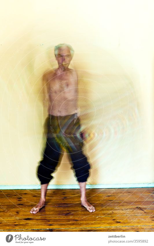 The moving man Action motion blur Movement variegated havoc Blanket Rotation spirit spectral Gestures Man Human being person drama Hazy Stand dance blurred