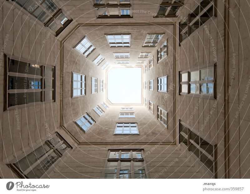 tunnel vision Building Architecture Facade Window Large Tall Perspective Symmetry Real estate market Skyward Above Tunnel vision Vanishing point Vienna