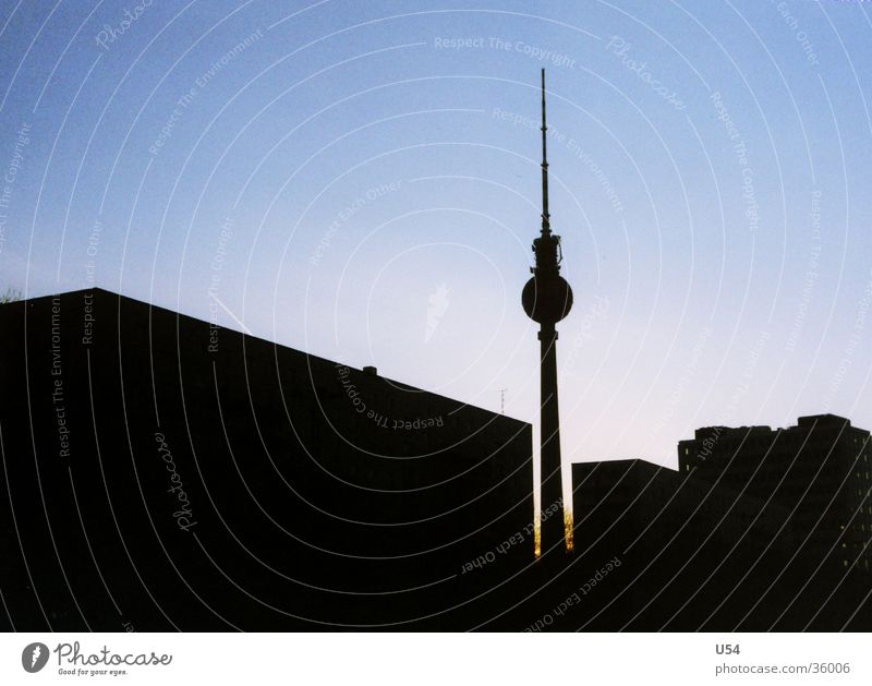 profile Silhouette House (Residential Structure) Moody Physics Architecture Berlin Berlin TV Tower Evening Sky Sun Warmth