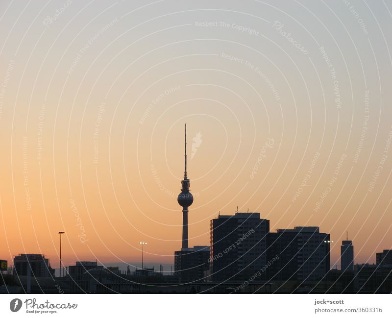 in the evening the eastern sky begins to change its colour timidly, even the orange colouring will end quietly Cloudless sky Downtown Berlin Capital city