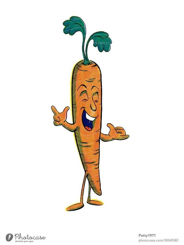 Funny cartoon carrot isolated against a white background Cartoon Comic Isolated Image Face Drawing Illustration Multicoloured Creativity Vegetable