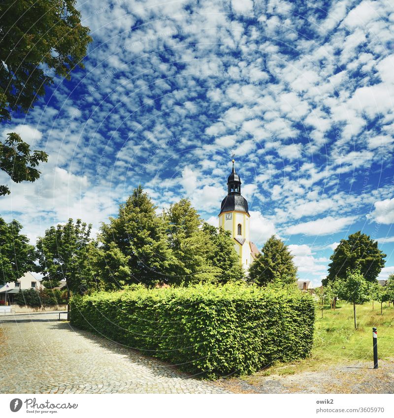 carpet of clouds Church Exterior shot Long shot centred Sky Sheep Clouds Colour photo Deserted Day Nature Summer Beautiful weather Copy Space top
