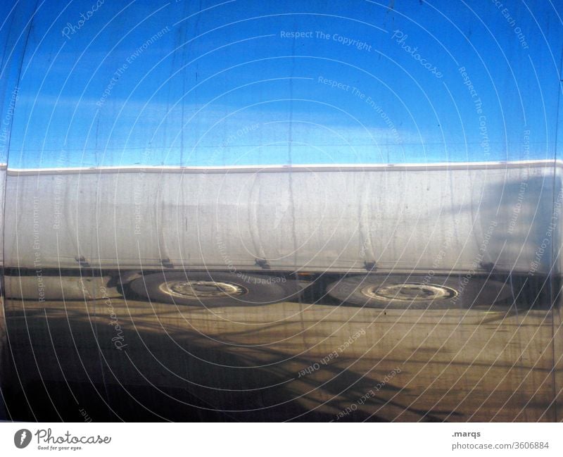 tank truck Logistics Truck Mobility Economy Means of transport Transporter SME Cloudless sky Environment Tanker truck Reflection Distorted